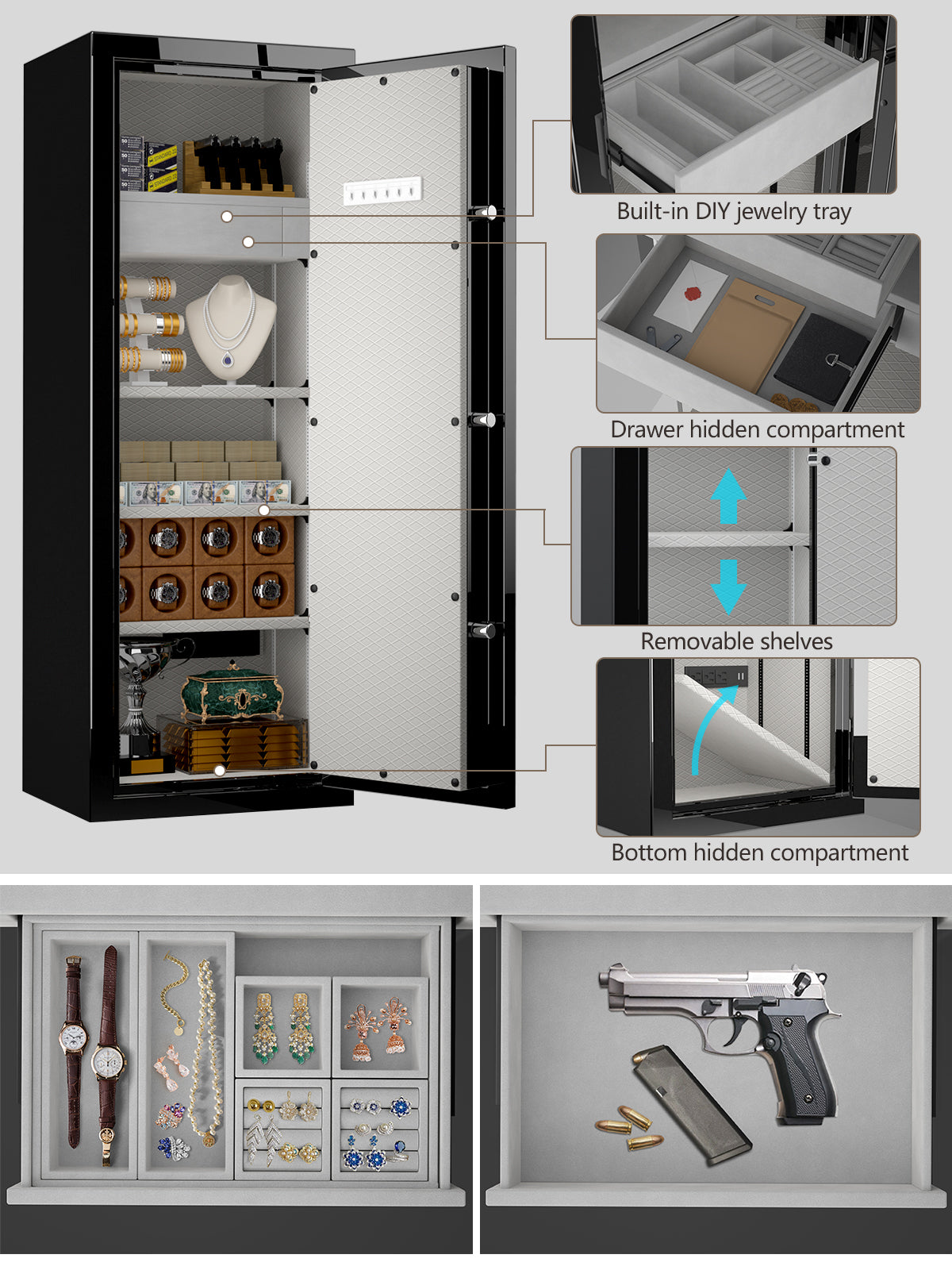 SPARK 5922 Heavy Duty Fireproof Jewelry Safe 13 cu ft Black Extra Large Fireproof Home Safes TIGERKING SAFE