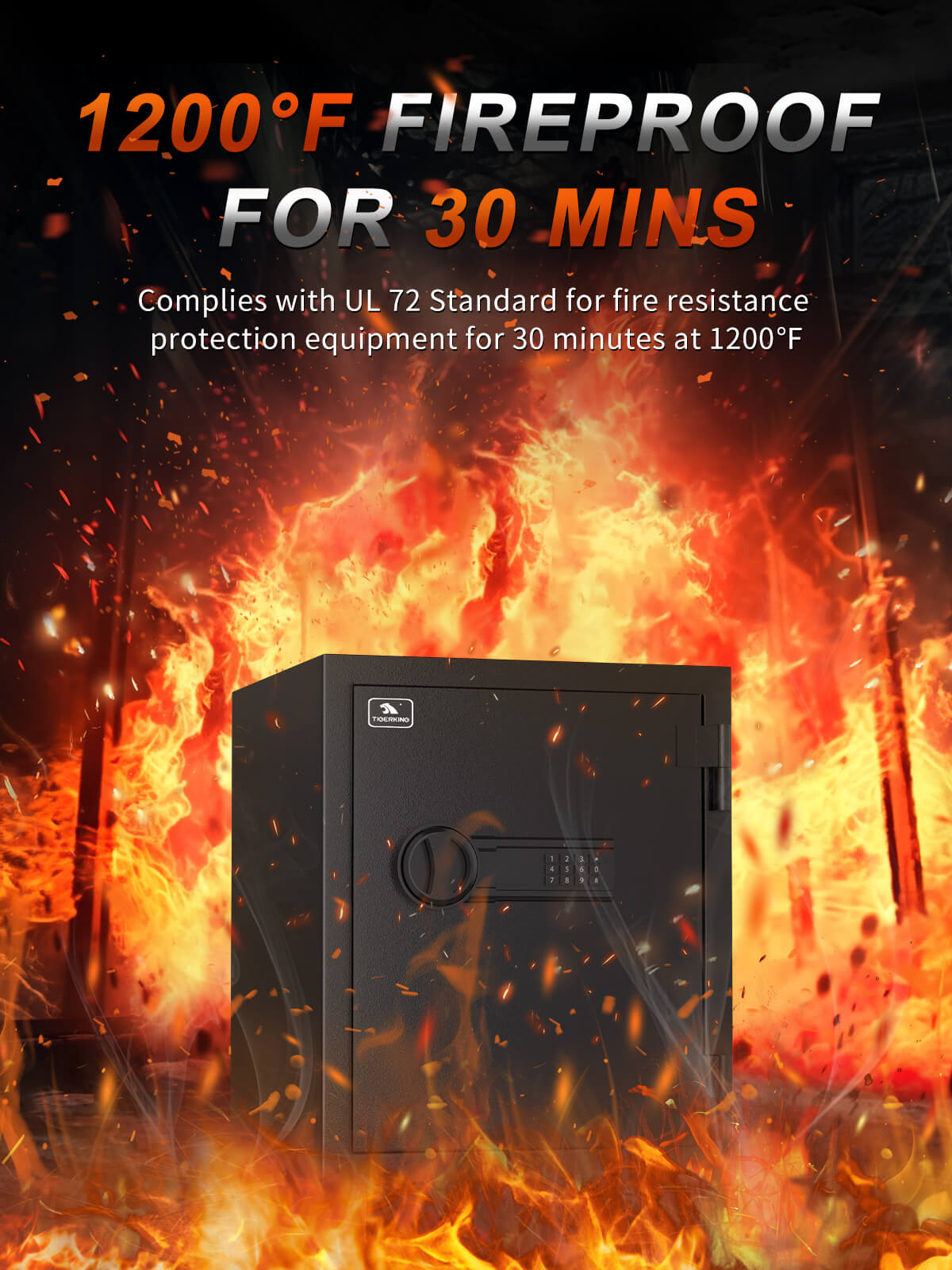 Fireproof safe with Digital Lock 1.24 Cubic Feet FPSD40 TIGERKING SAFE