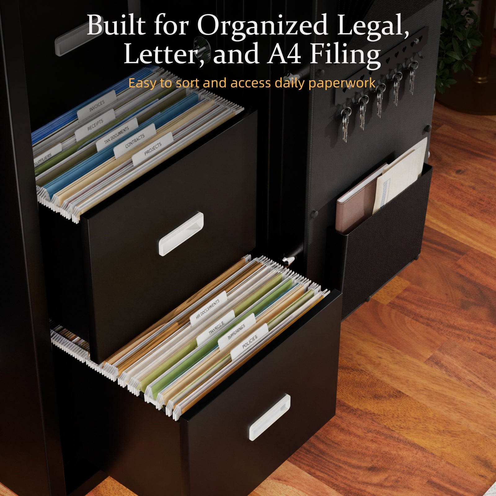 Large Document Safe 2-Hour Fireproof with 4-Drawer, 489 lb Safe - FF4D