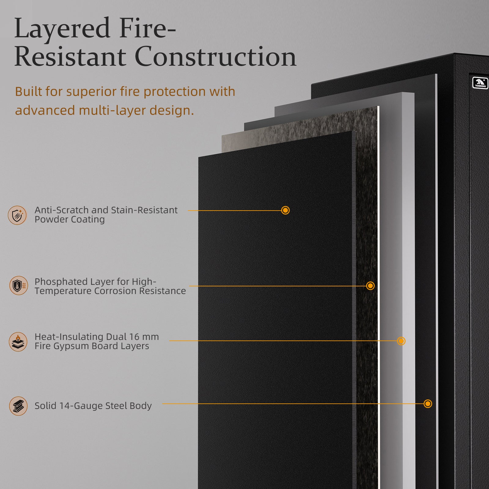 Large Document Safe 2-Hour Fireproof with 4-Drawer, 489 lb Safe - FF4D