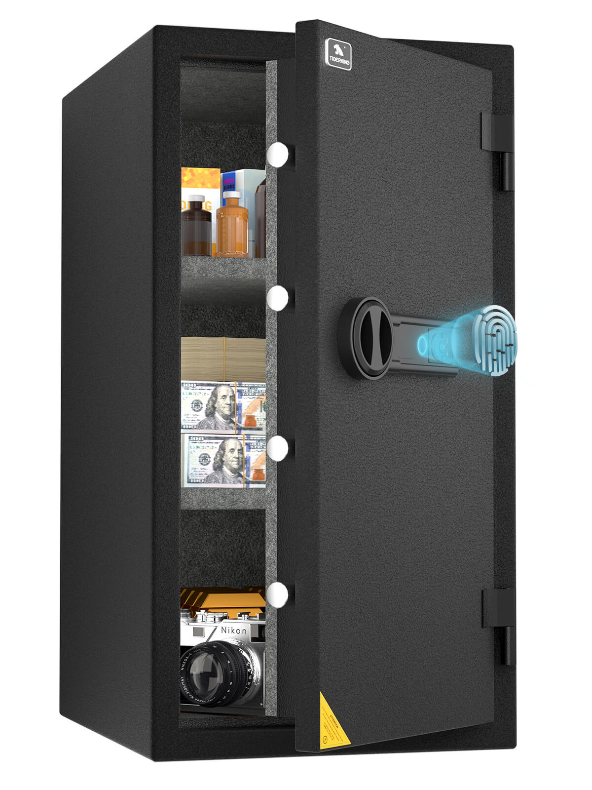 TigerKing 30 Min Fireproof Big Home Safe Biometric unlock 3.47 CU.ft FPSD66FR