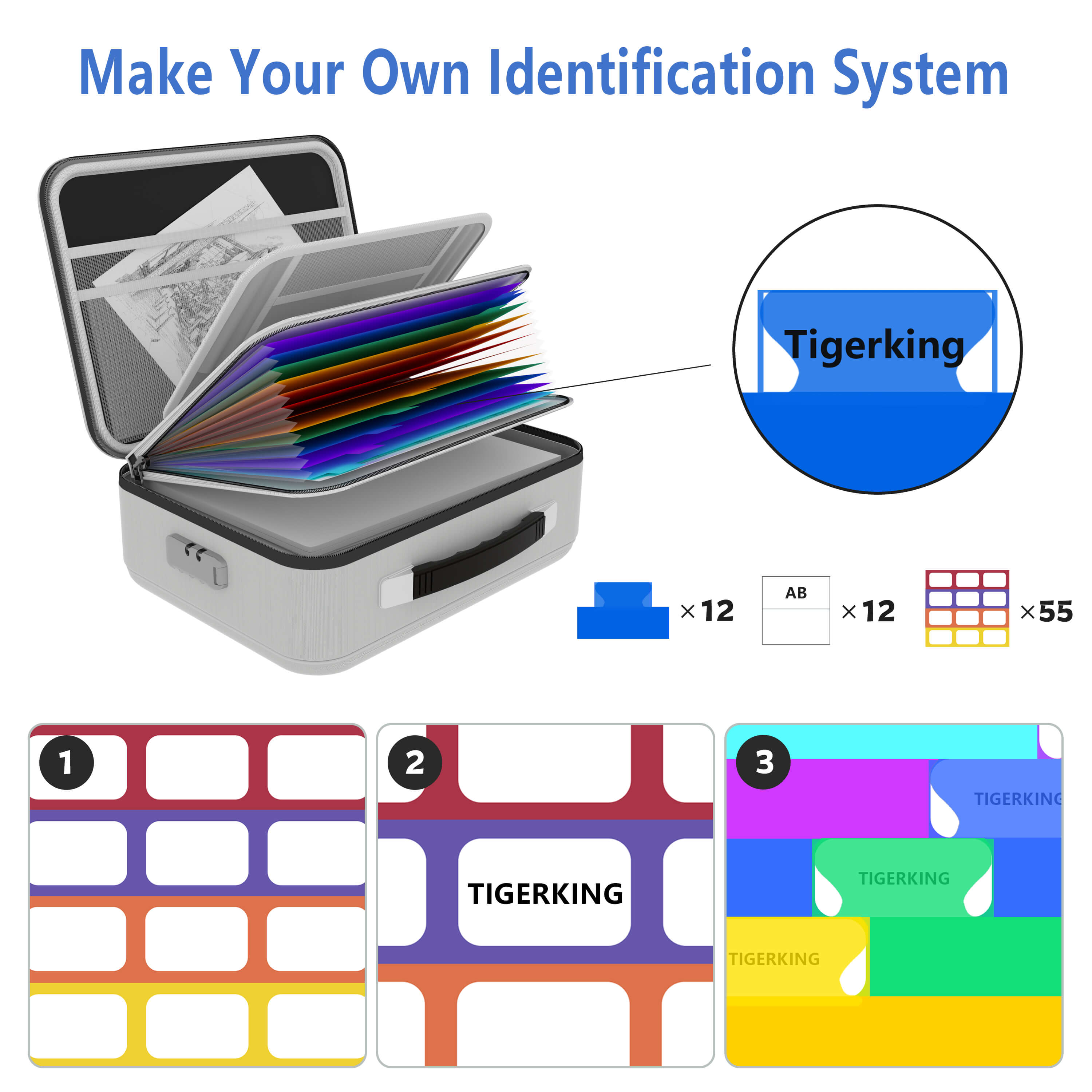 Fireproof Waterproof Document Box With Water-Resistant Zipper Hard Case Fireproof File Box With Lock Grey