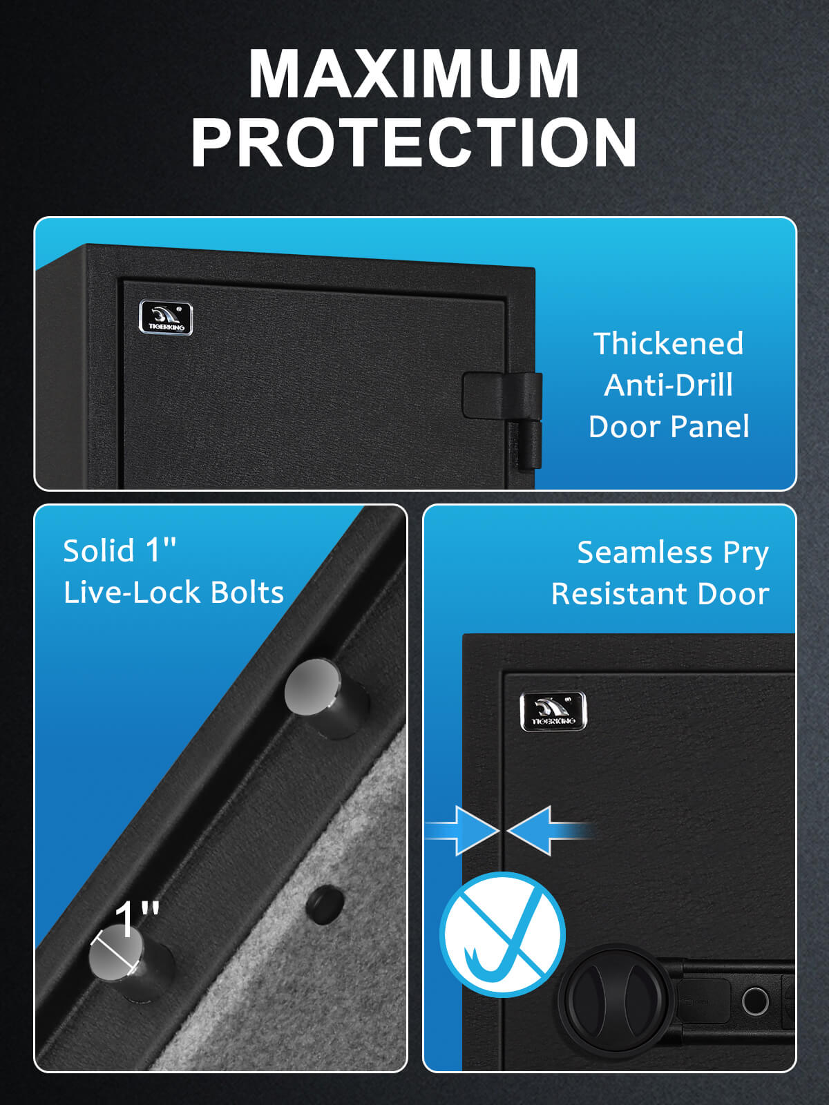 TigerKing 30 Min Fireproof Big Home Safe Biometric unlock 3.47 CU.ft FPSD66FR