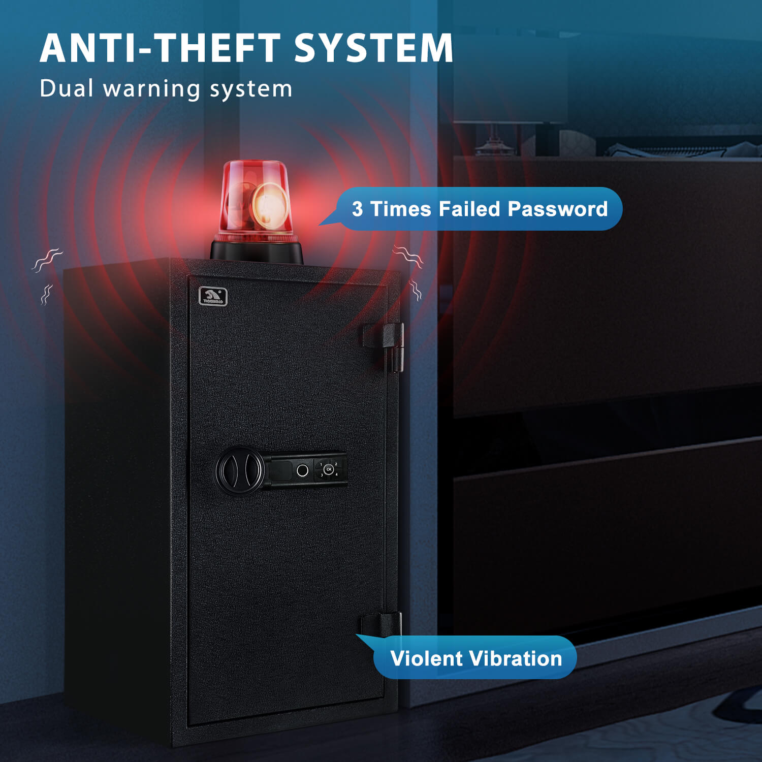 TigerKing 30 Min Fireproof Big Home Safe Biometric unlock 3.47 CU.ft FPSD66FR
