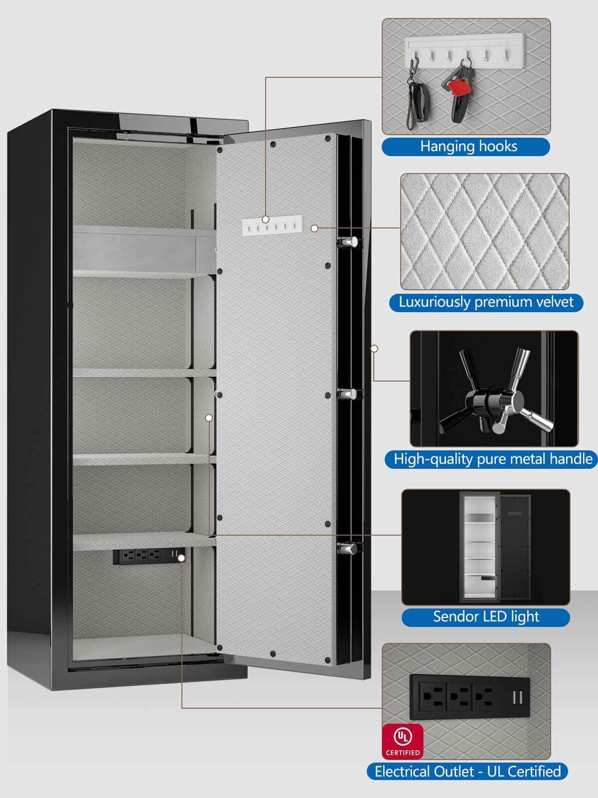 SPARK 5922 Heavy Duty Fireproof Jewelry Safe 13 cu ft Black Extra Large Fireproof Home Safes TIGERKING SAFE