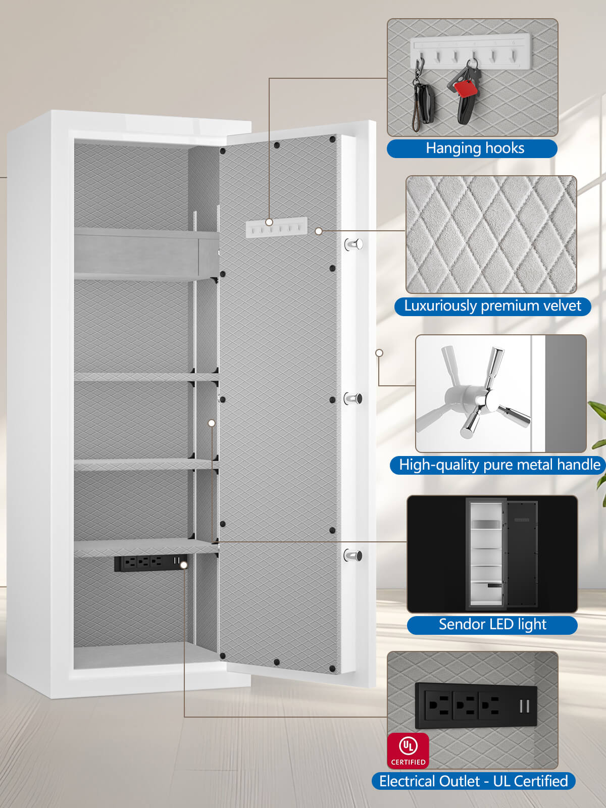 SPARK 5922 Heavy Duty Fireproof Jewelry Safe 13 cu ft White Extra Large Fireproof Home Safes TIGERKING SAFE