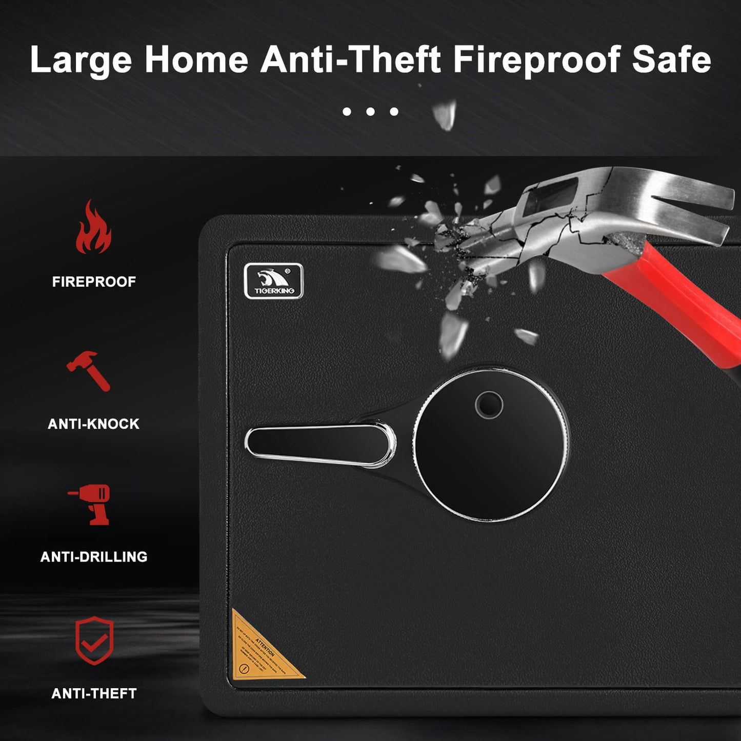 Fireproof Safe with Fingerprint 2.3 Cubic Feet 42OE - TIGERKING 的副本 TIGERKING SAFE