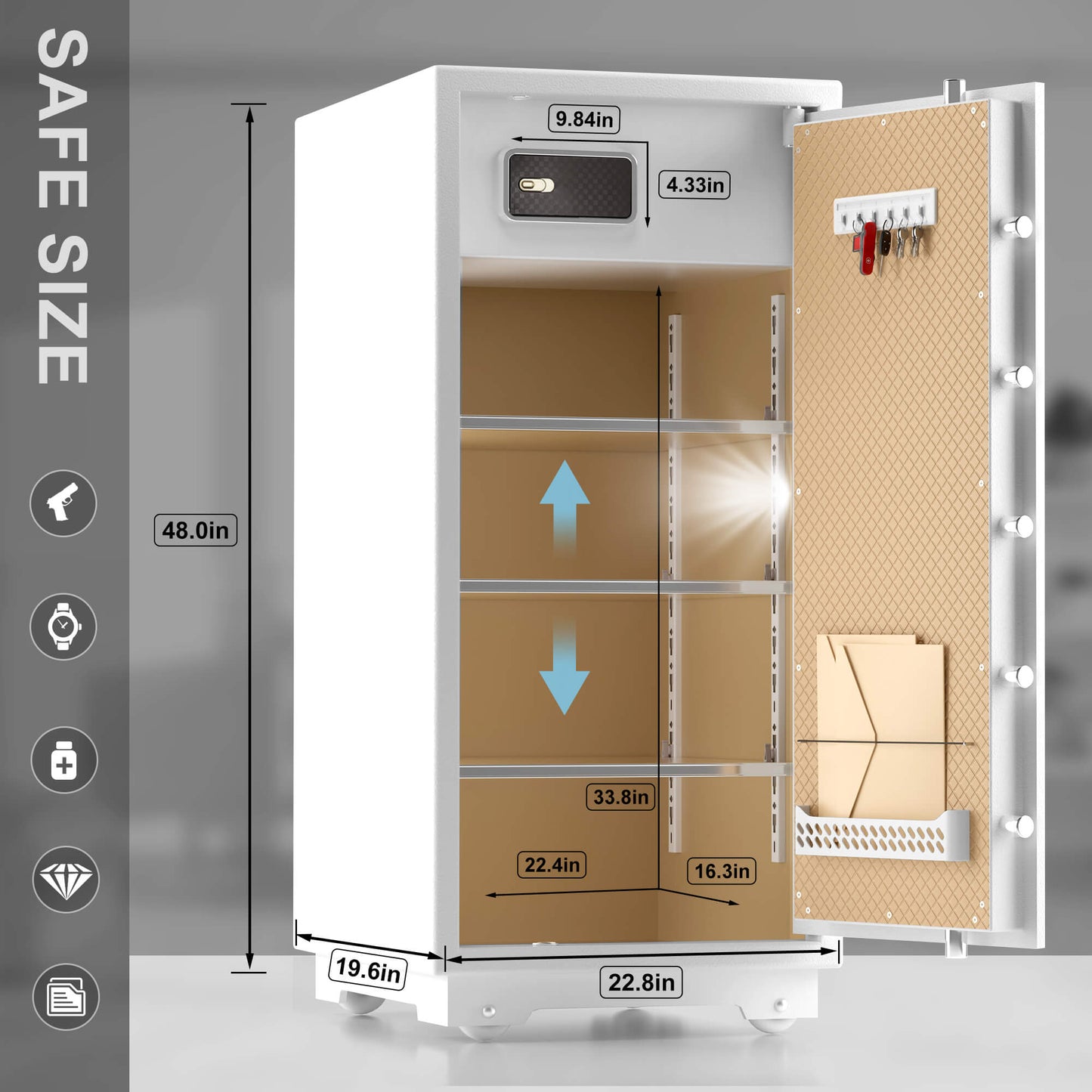 Extra Large Jewelry Safe White ‎11.5 Cubic Feet 120XH-1 TIGERKING SAFE