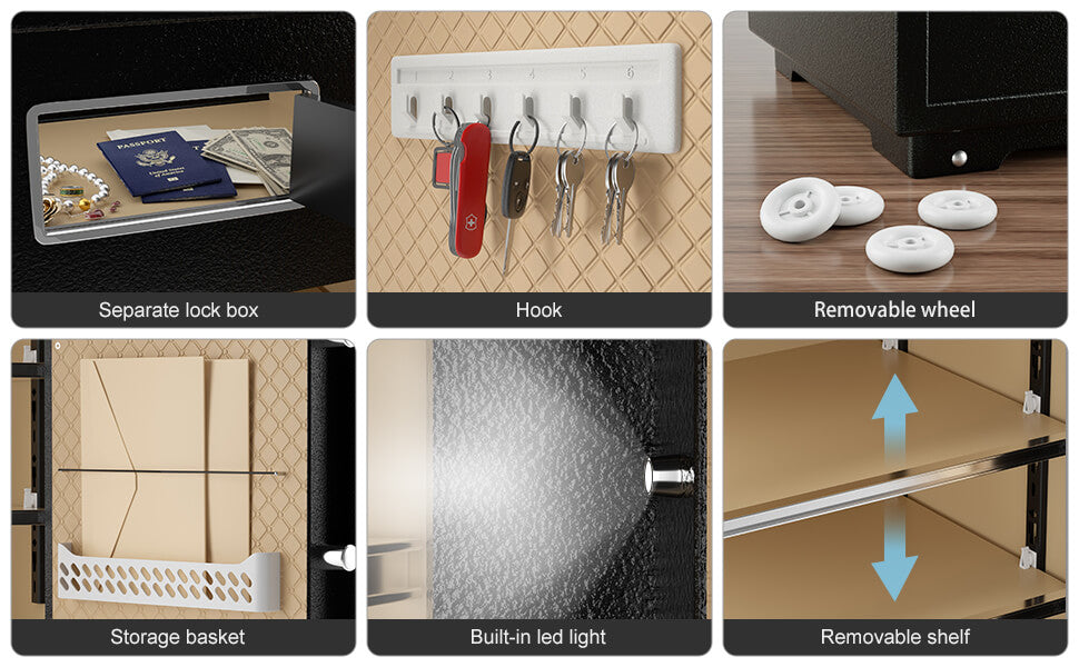 TIGERKING 11.5 Cubic Feet Extra Large Heavy Duty Safe Box, Home Safe with Double Safety Key Lock and Separate Lock Box, Digital safe, 120XH Large Jewelry Safe Box for Home