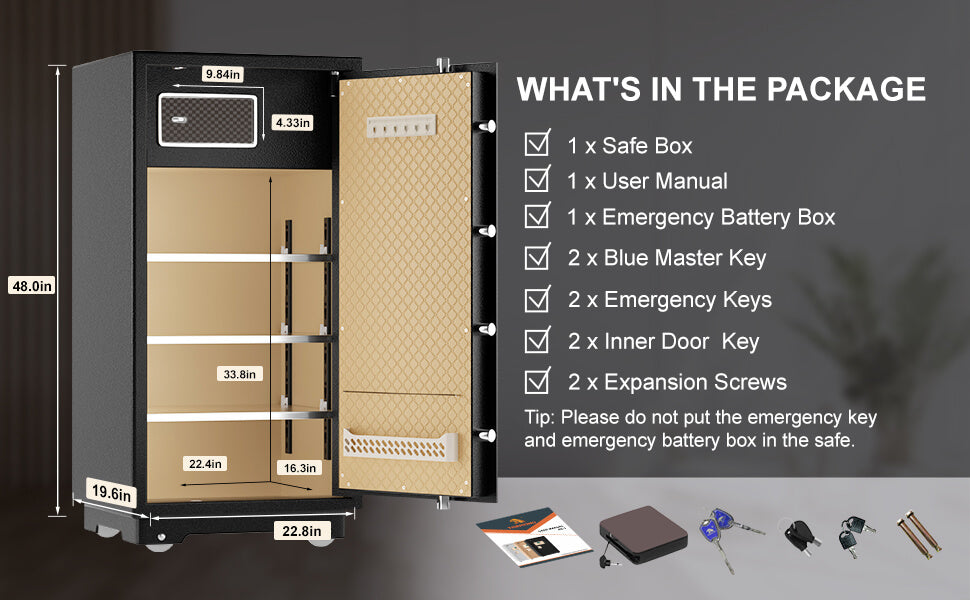 TIGERKING 11.5 Cubic Feet Extra Large Heavy Duty Safe Box, Home Safe with Double Safety Key Lock and Separate Lock Box, Digital safe, 120XH Large Jewelry Safe Box for Home