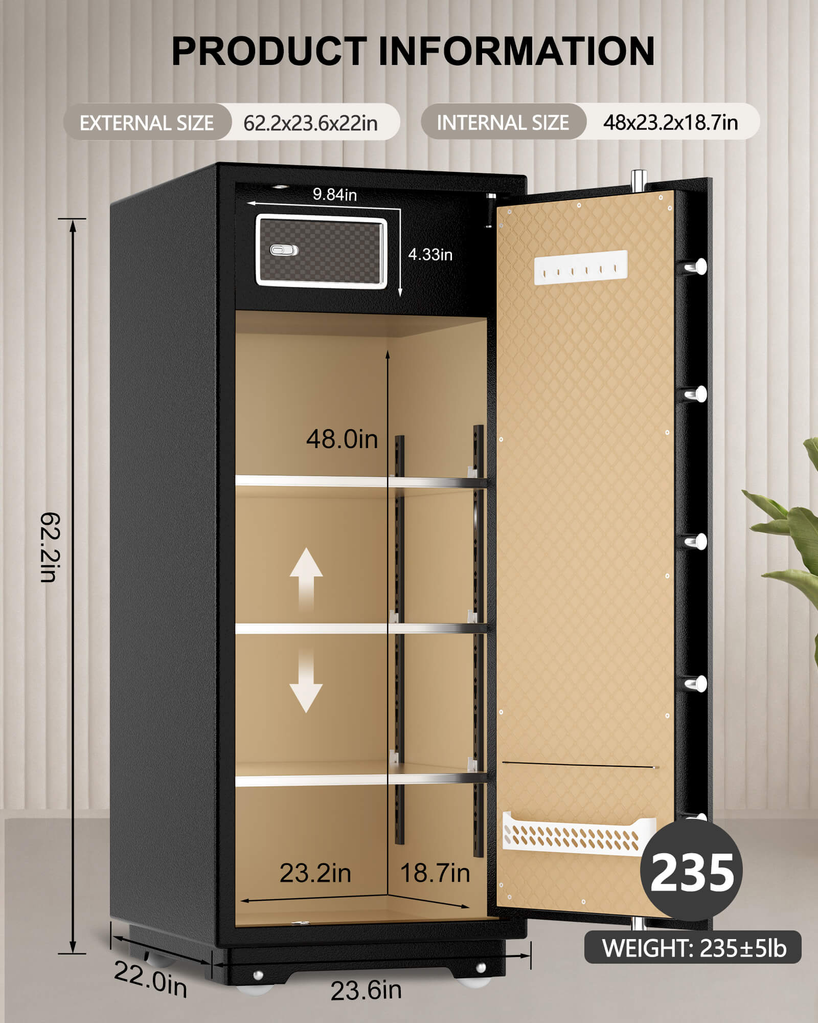 Heavy Duty Jewelry Safe Black 17.6 Cubic Feet 150XH-1 TIGERKING SAFE