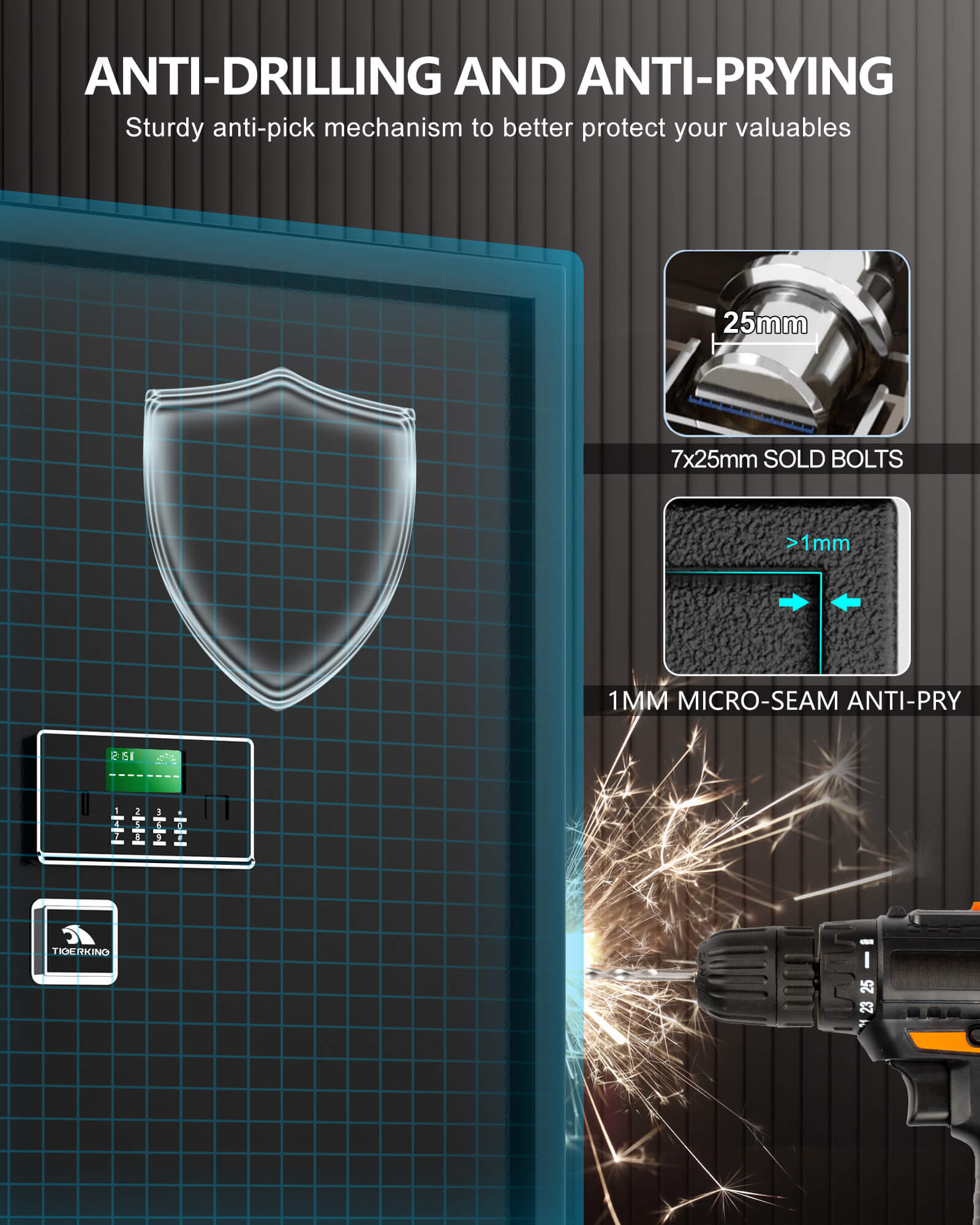 Heavy Duty Jewelry Safe Black 17.6 Cubic Feet 150XH-1 TIGERKING SAFE