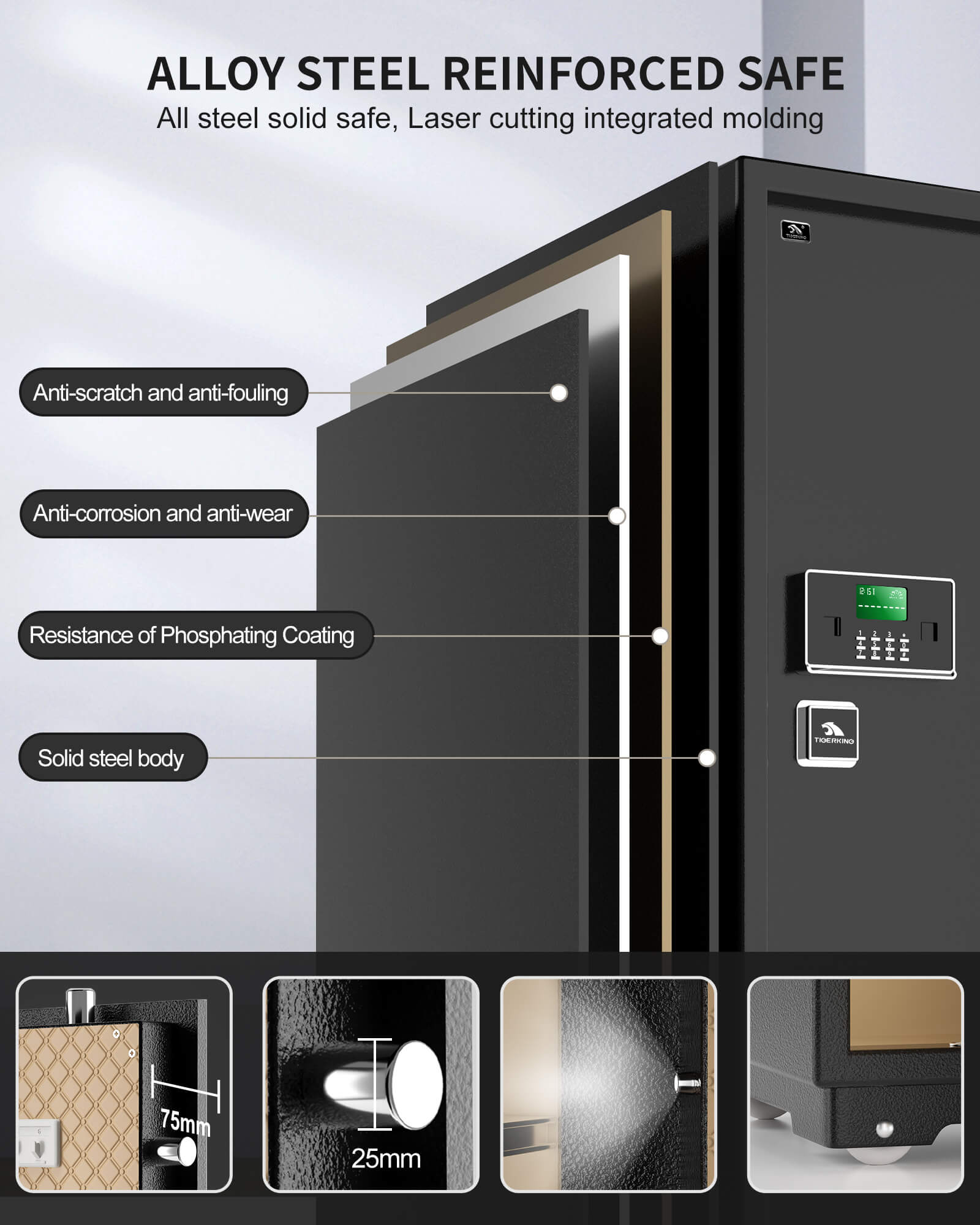 Heavy Duty Jewelry Safe Black 17.6 Cubic Feet 150XH-1 TIGERKING SAFE