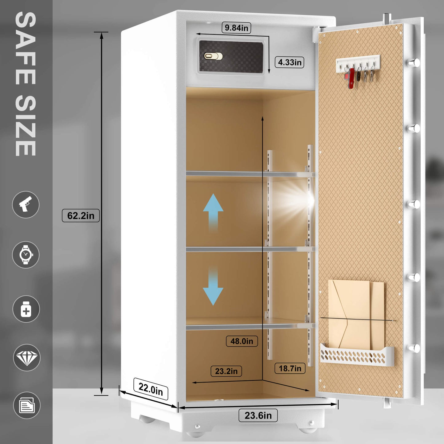 TIGERKING 17.6 Cubic Feet Extra Large Heavy Duty Safe Box, Home Safe Key Lock and Separate Lock Box, Digital safe for Home Hotel Office