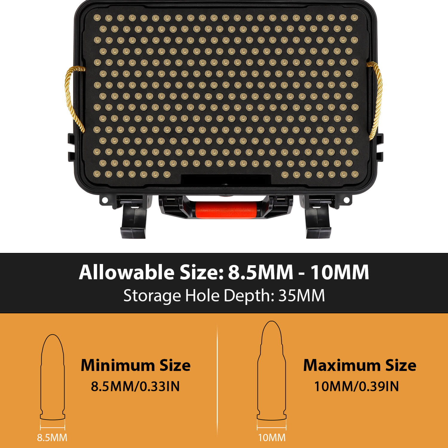 TIGERKING 640 Round Ammo Storage Case - 9mm Bullet Travel Safe/Mil Spec/Durable Waterproof Ammo Box