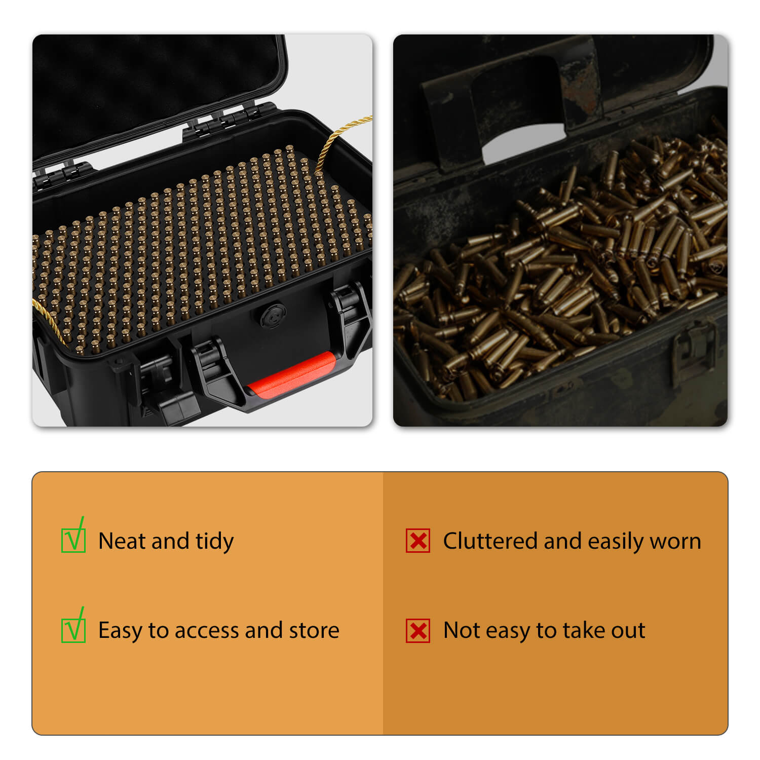 TIGERKING 640 Round Ammo Storage Case - 9mm Bullet Travel Safe/Mil Spec/Durable Waterproof Ammo Box