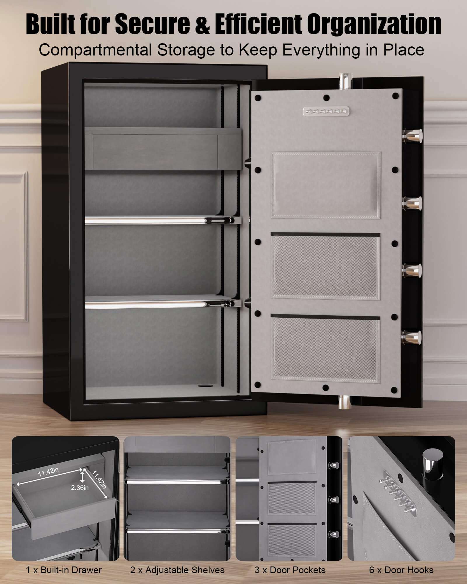 TIGERKING SPARK3822 8.78 Cu Ft Fireproof and Waterproof Safe look like furniture, Heavy-Duty Steel Large Floor Safe for Home & Office
