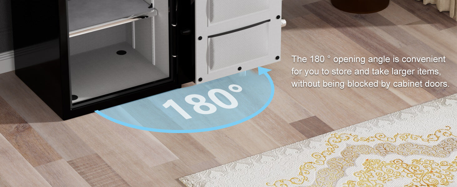 2025 Best Safe For Home Fireproof Heavy-Duty White House Safe, The 180°opening angle is convenientfor you to store and take larger itemswithout being blocked by cabinet doors