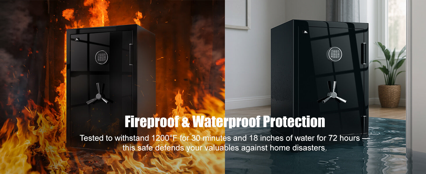 TIGERKING 8.78 Cu Ft Fireproof and Waterproof Jewelry Safe Fireproof & Waterproof Protection Tested to withstand 1200'F for 30 minutes and 18 inches of water for 72 hours.