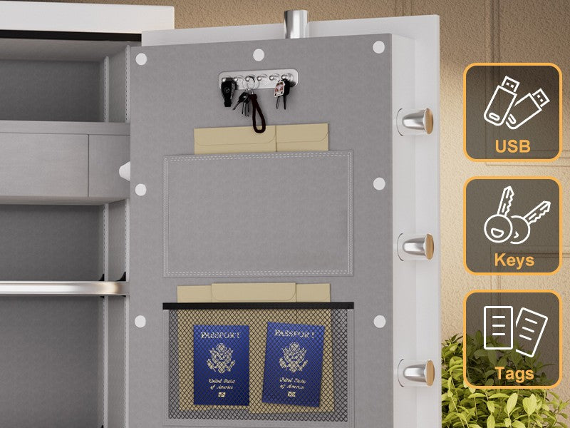 TigerKingSafe SPARK3822 Best Safe 2025 with Door Pockets & Hooks Organize small essentials like keys,USB drives, or important notes.