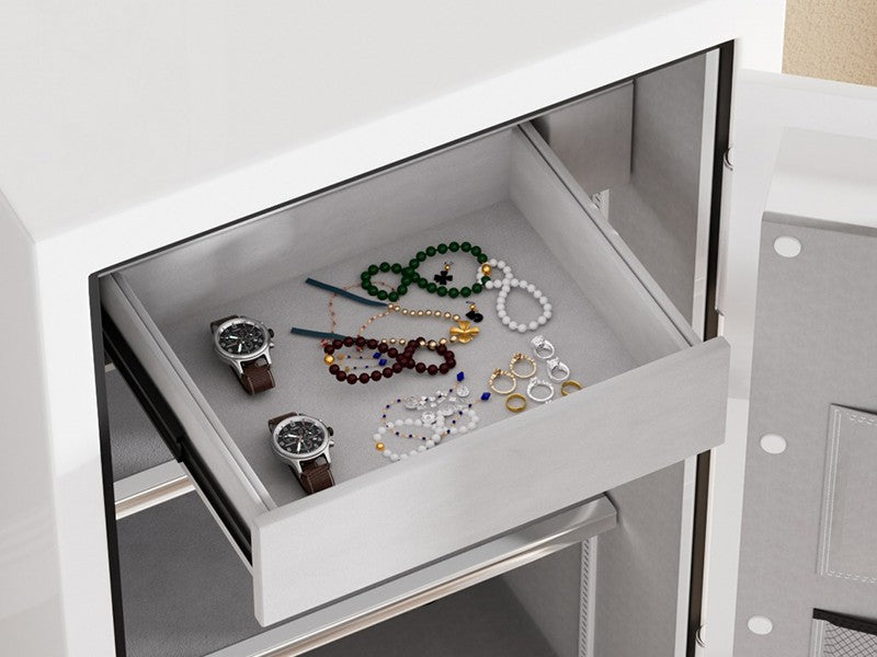 TIGERKING 8.78 Cu Ft Fireproof and Waterproof Jewelry Safe with high quality Smooth-Glide Drawer, Keep jewelry, watches, passports, heirloomsand small valuables safe and organized