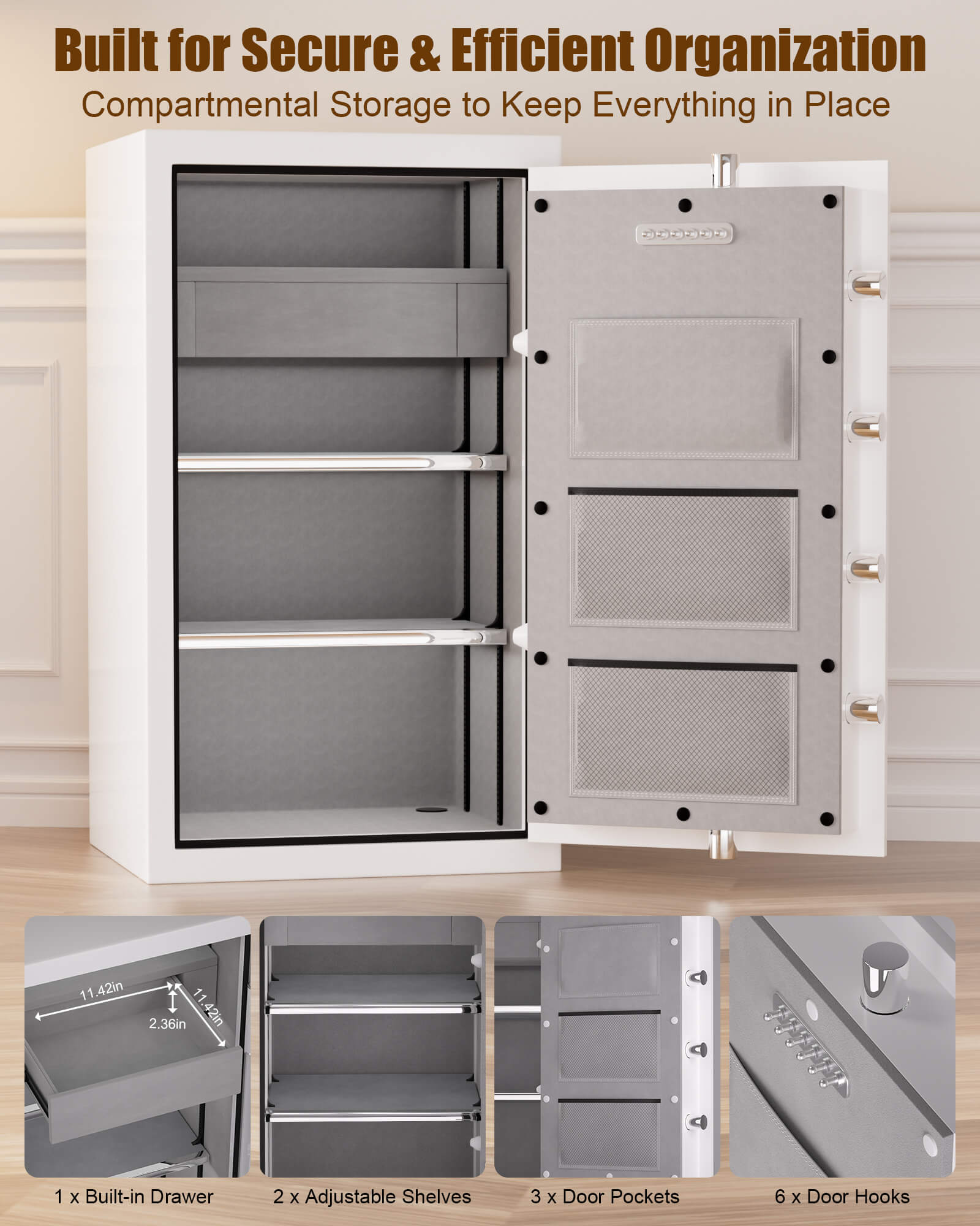 TIGERKING SPARK3822 8.78 Cu Ft Fireproof and Waterproof Safe look like furniture, Best Safe For Home Fireproof Heavy-Duty Steel Large Floor Safe for Home & Office