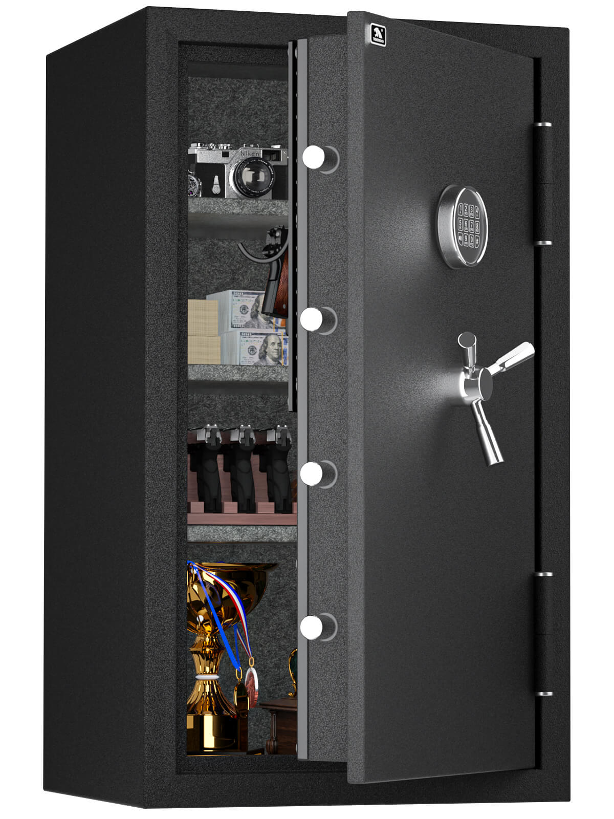 TIGERKING 8.78 Cu Ft Fireproof and Waterproof Safe with Digital Keypad, DIY Pegboard Door, Heavy-Duty Steel Large Floor Safe for Home & Office