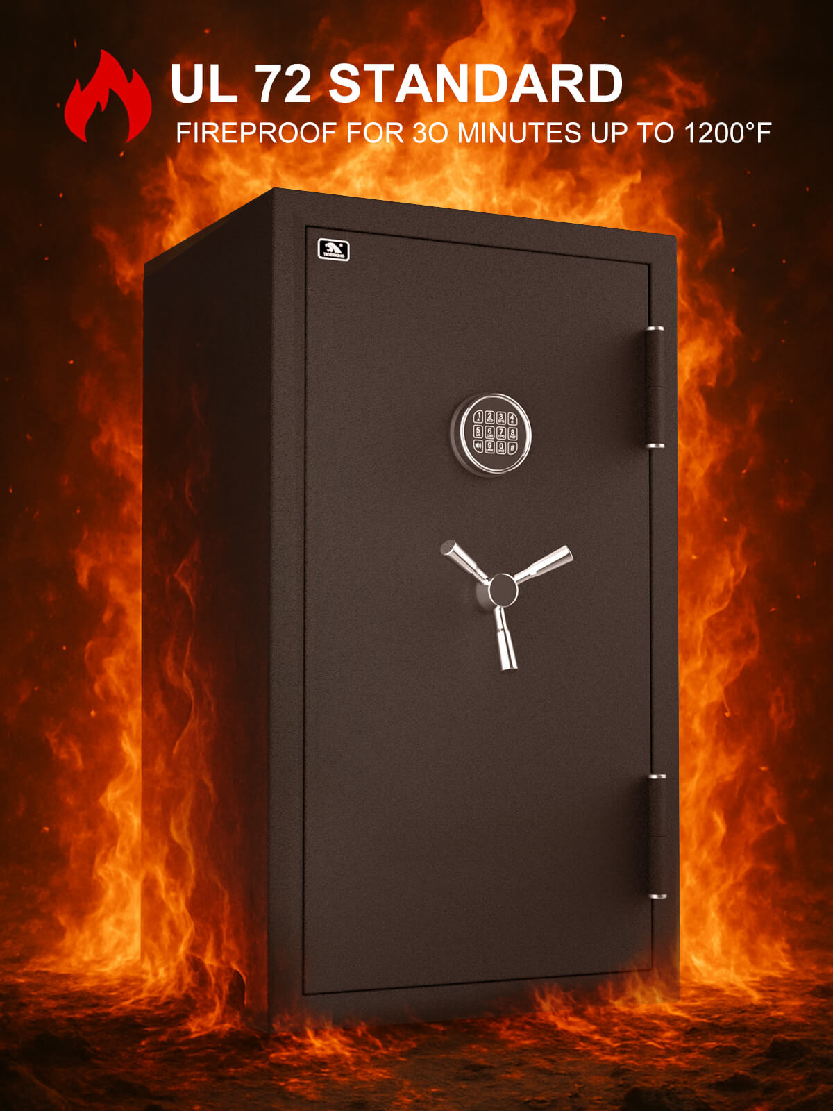 TIGERKING 8.78 Cu Ft Fireproof and Waterproof Safe with Digital Keypad, DIY Pegboard Door, Heavy-Duty Steel Large Floor Safe for Home & Office