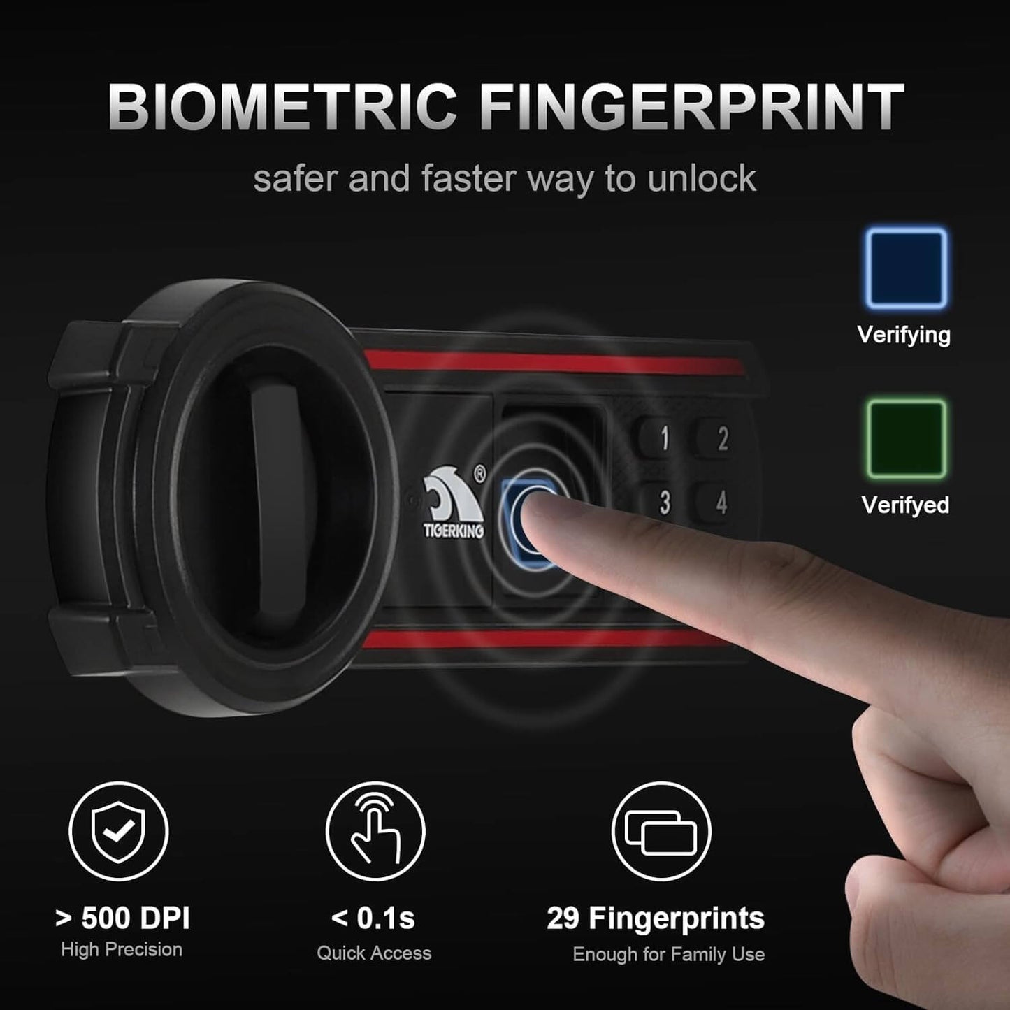 Fingerprint Safe Box with Digital Lock 1.8 Cubic Feet - E50SPFR TIGERKING SAFE