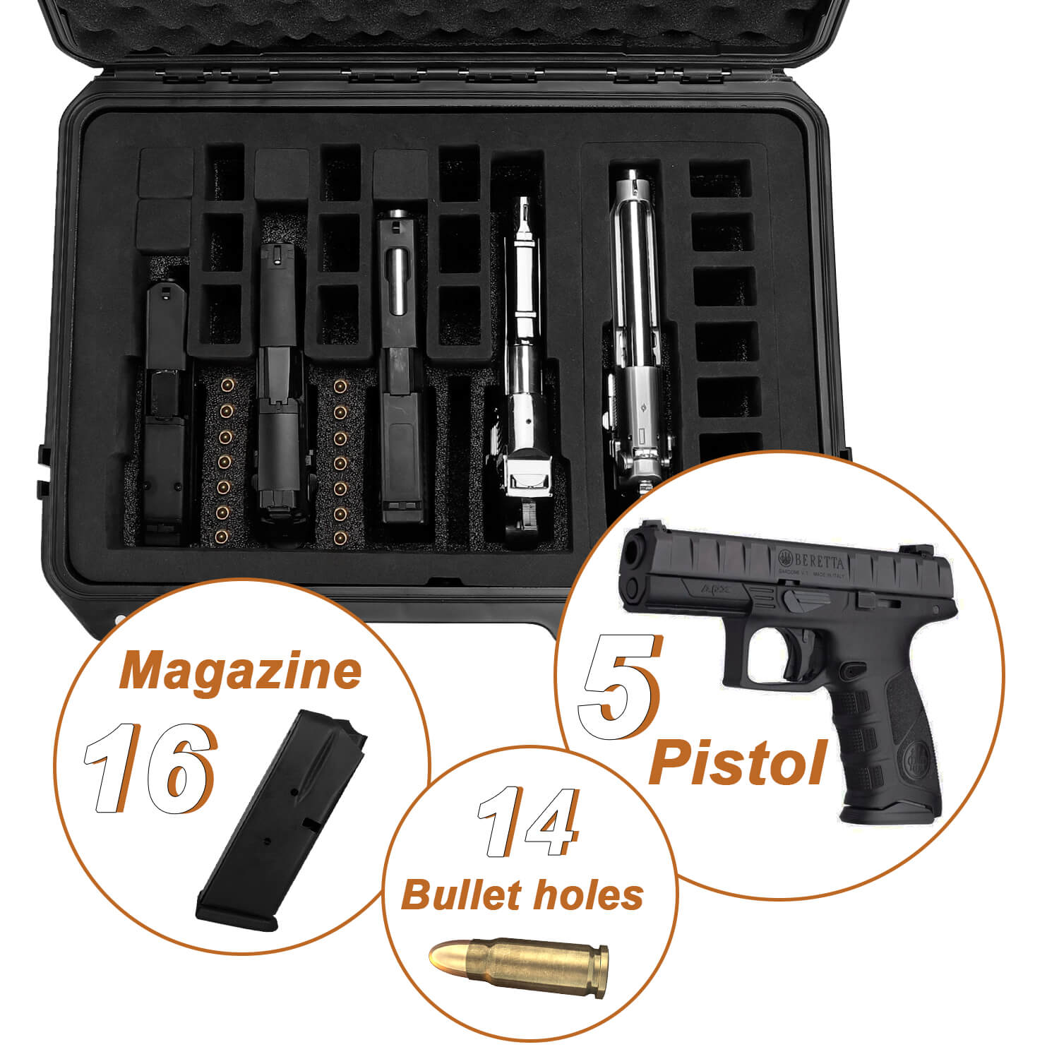 Waterproof Hard Pistol Case / 5 Pistols