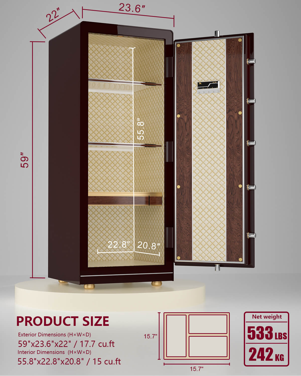 150BH Red 17.8 cu.ft | Heavy Duty Biometric Home Safe