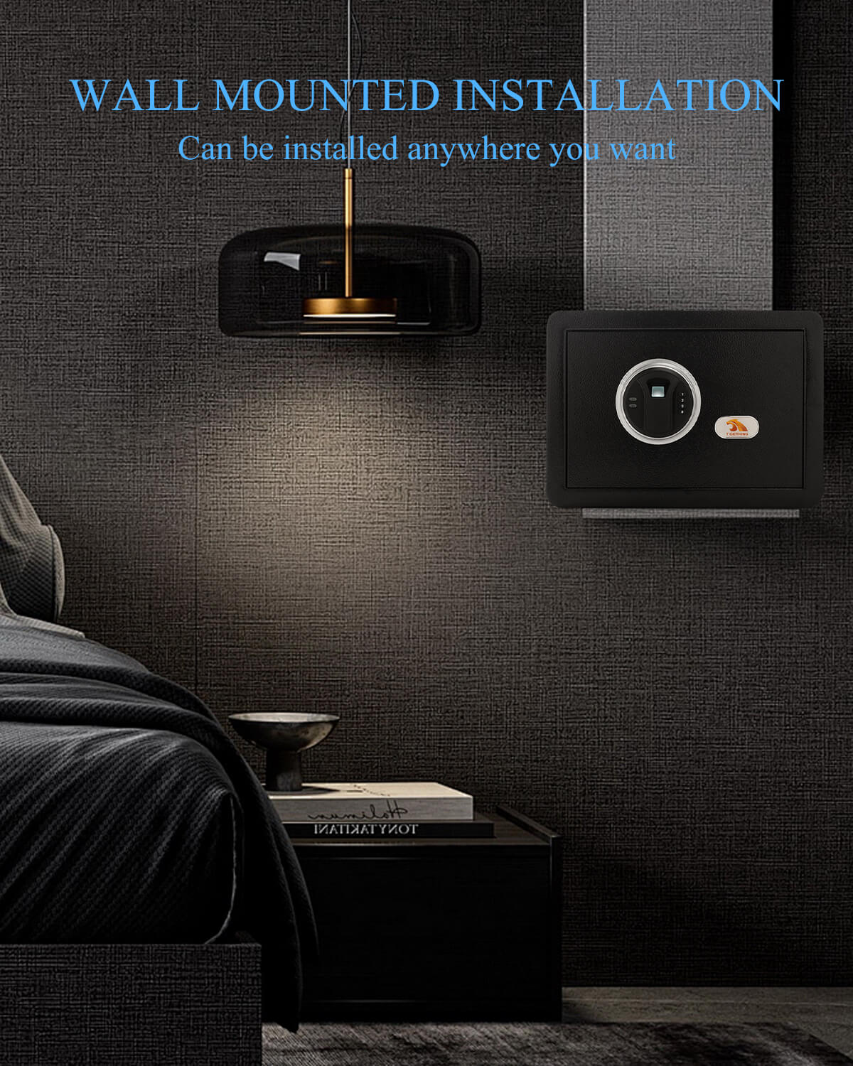 TIGERKING Security Fingerprint Biometric Safe Digital Safe for Home Office Black Quick Access Small Safes for Cash Jewelry