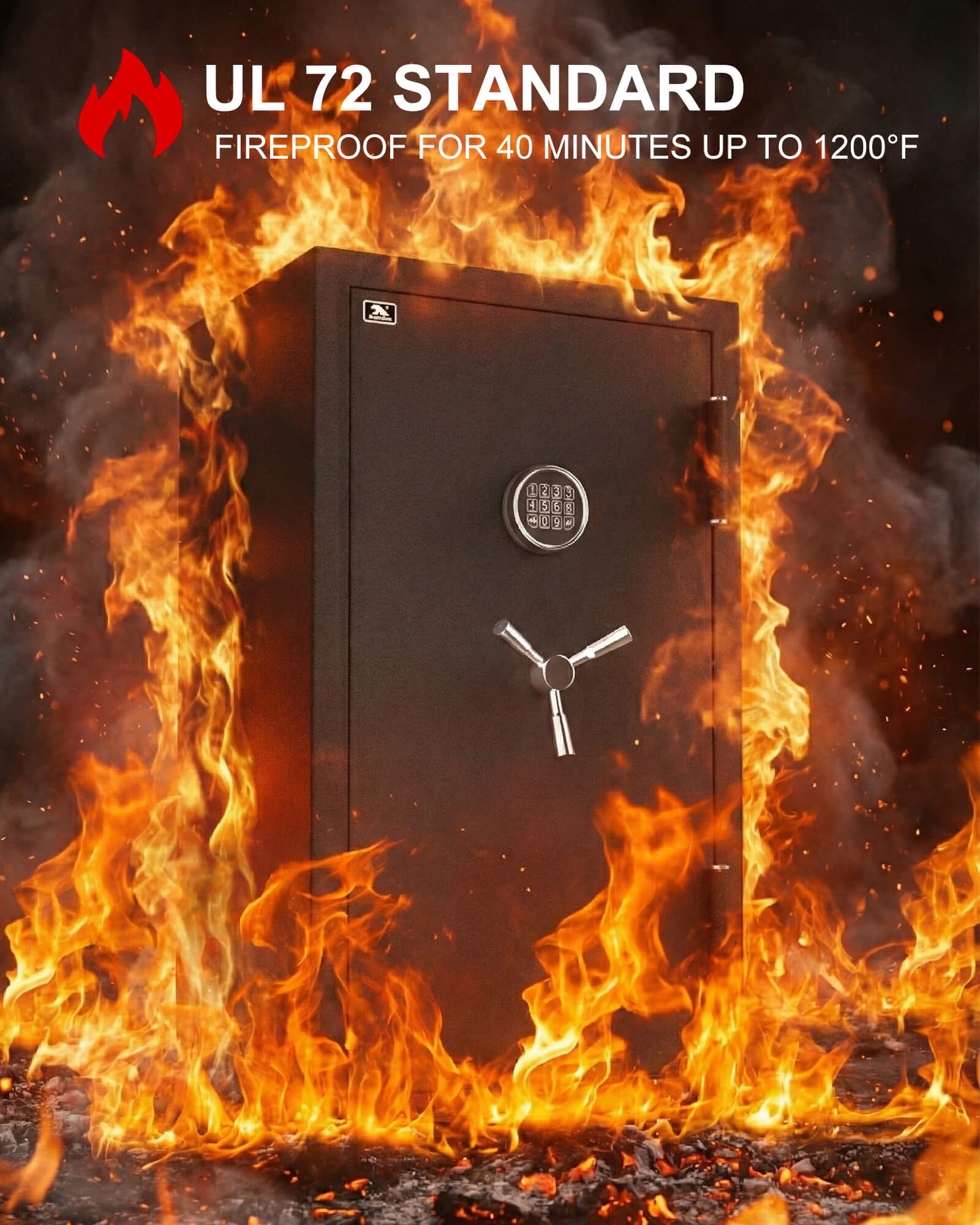 TIGERKING adventurer 3822 Tactical 8.78 cu-ft Fireproof and Waterproof home Safe Large Fireproof Floor Safe for home use with Handgun Holsters