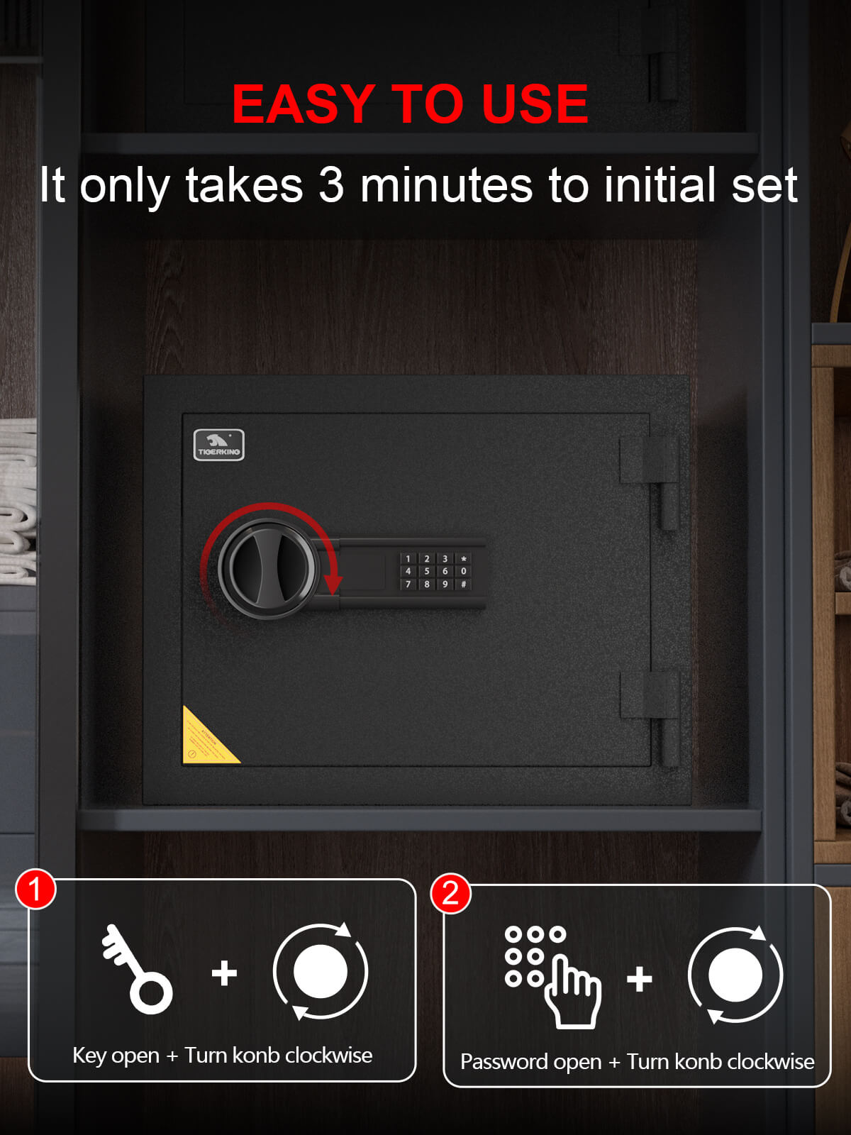 TigerKing 30 Min Fireproof Home Safe Digital Lock 1.24 CU.ft FPSD30