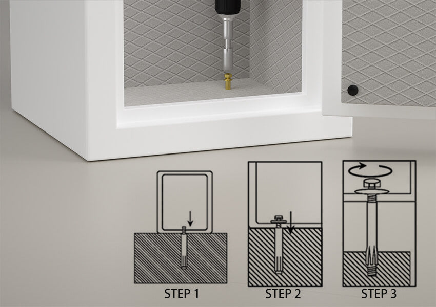 SPARK fireproof safe has four screw holes on the bottom for direct floor installation, preventing it from being easily moved.