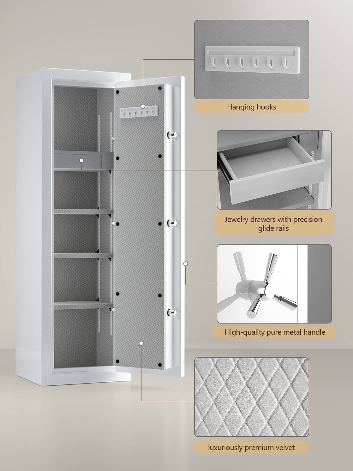 TigerKing Extra Large Fireproof Jewelry Safe Heavy Duty Home Safe White 8.12 cu.ft SPARK