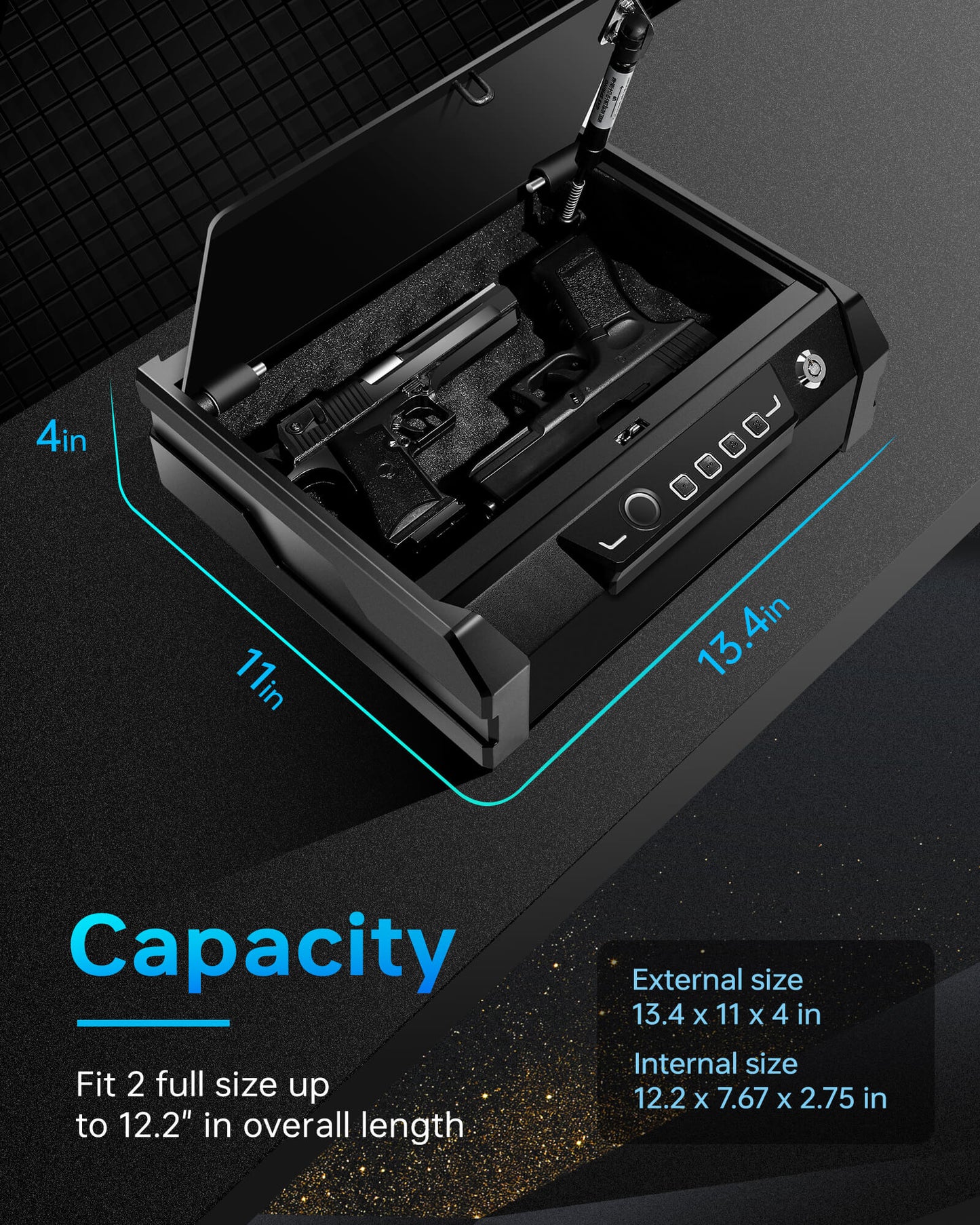 TigerKing Pistol Safe Gun Safe with Fingerprint Electronic Access PB4F