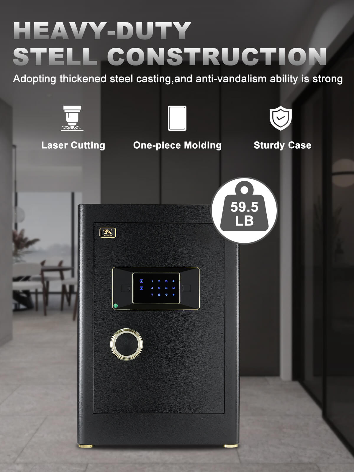 TigerKing Safe Touch Screen Luxury Safe for Home 2.05 CU.ft Black 58JJH