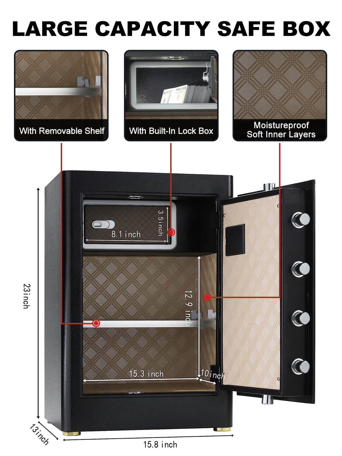 TigerKing Safe Touch Screen Luxury Safe for Home 2.05 CU.ft Black 58JJH