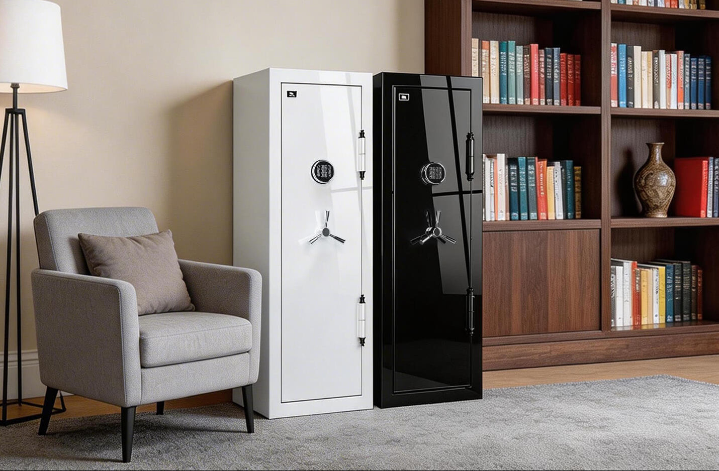 TigerKing Spark 5517 plus 8.12 cu.ft fireproof jewelry safe with 3 drawers, black white scene