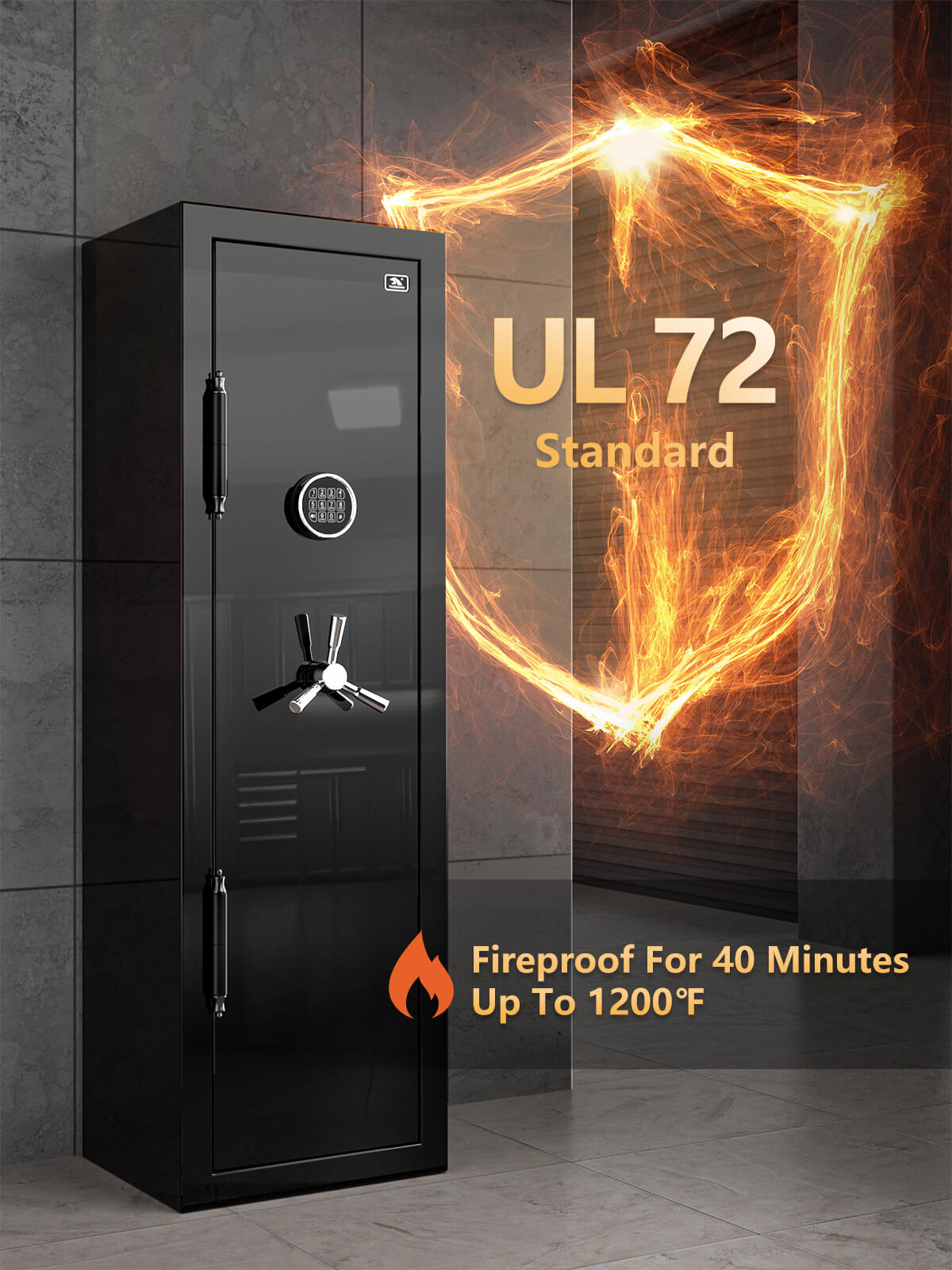 TigerKing Spark 5517 plus left-hinged 8.12 cu.ft fireproof jewelry safe with 3 drawers/black/scene fireproof