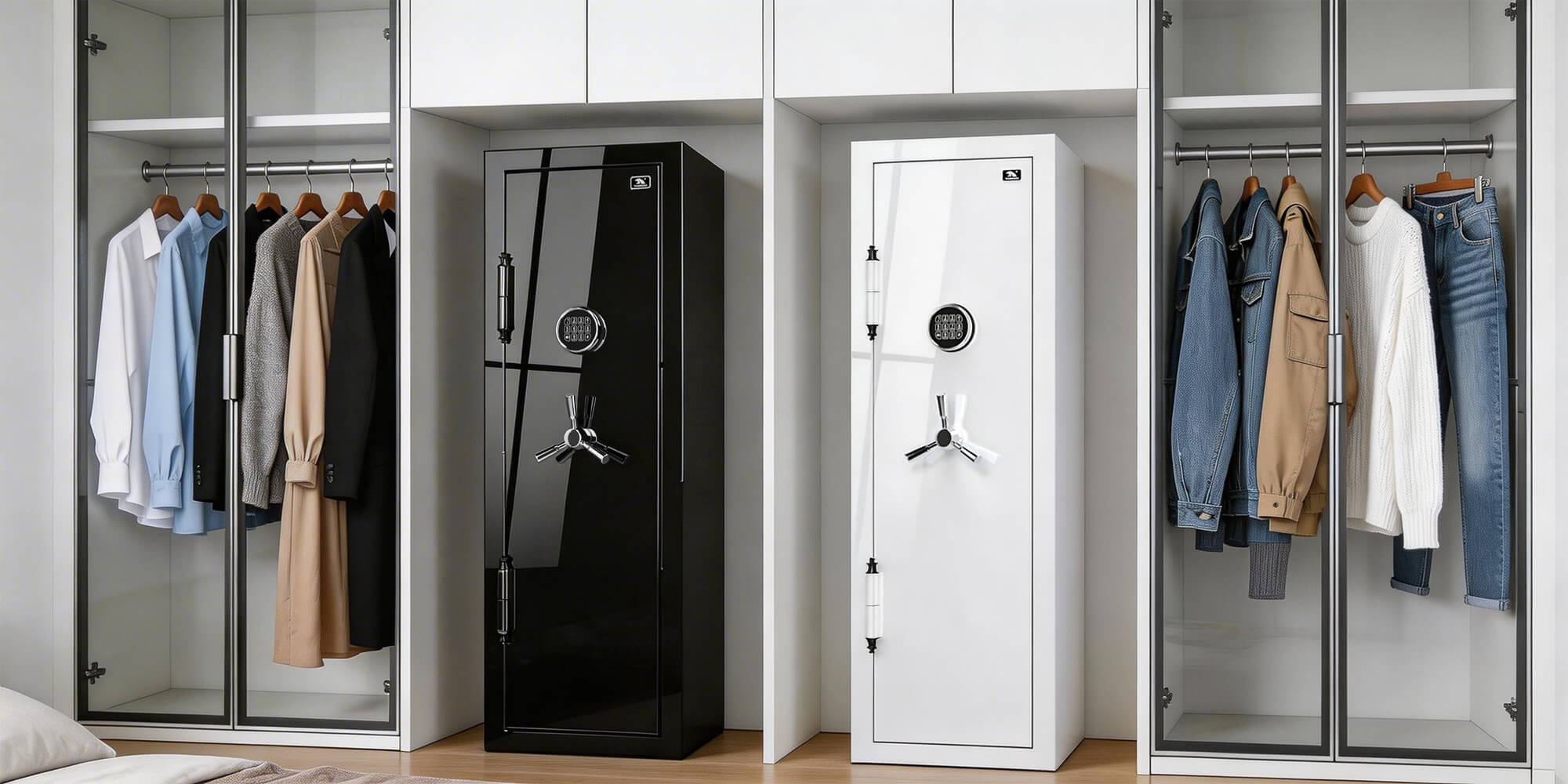 TigerKing Spark 5517 plus left-hinged 8.12 cu.ft fireproof jewelry safe with 3 drawers, black white scene