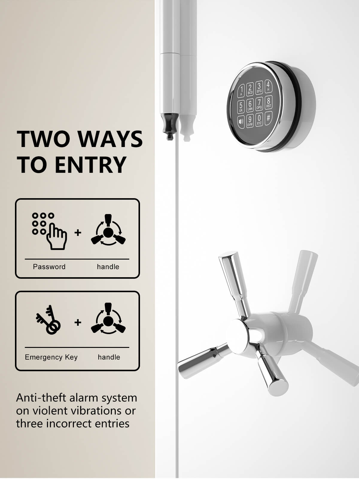 TigerKing Spark 5517 plus left-hinged 8.12 cu.ft fireproof jewelry safe with 3 drawers/white/entry method