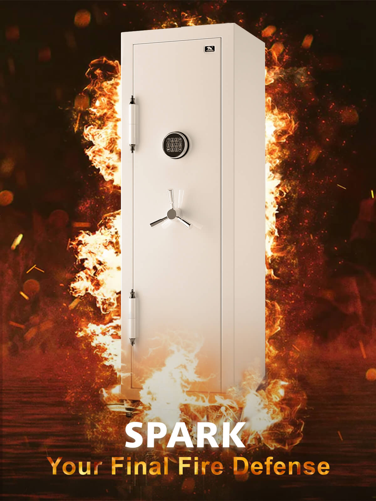 TigerKing Spark 5517 plus left-hinged 8.12 cu.ft fireproof jewelry safe with 3 drawers/white/fine defense