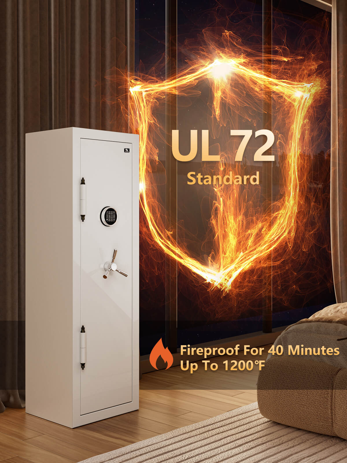 TigerKing Spark 5517 plus left-hinged 8.12 cu.ft fireproof jewelry safe with 3 drawers/white/scene fireproof