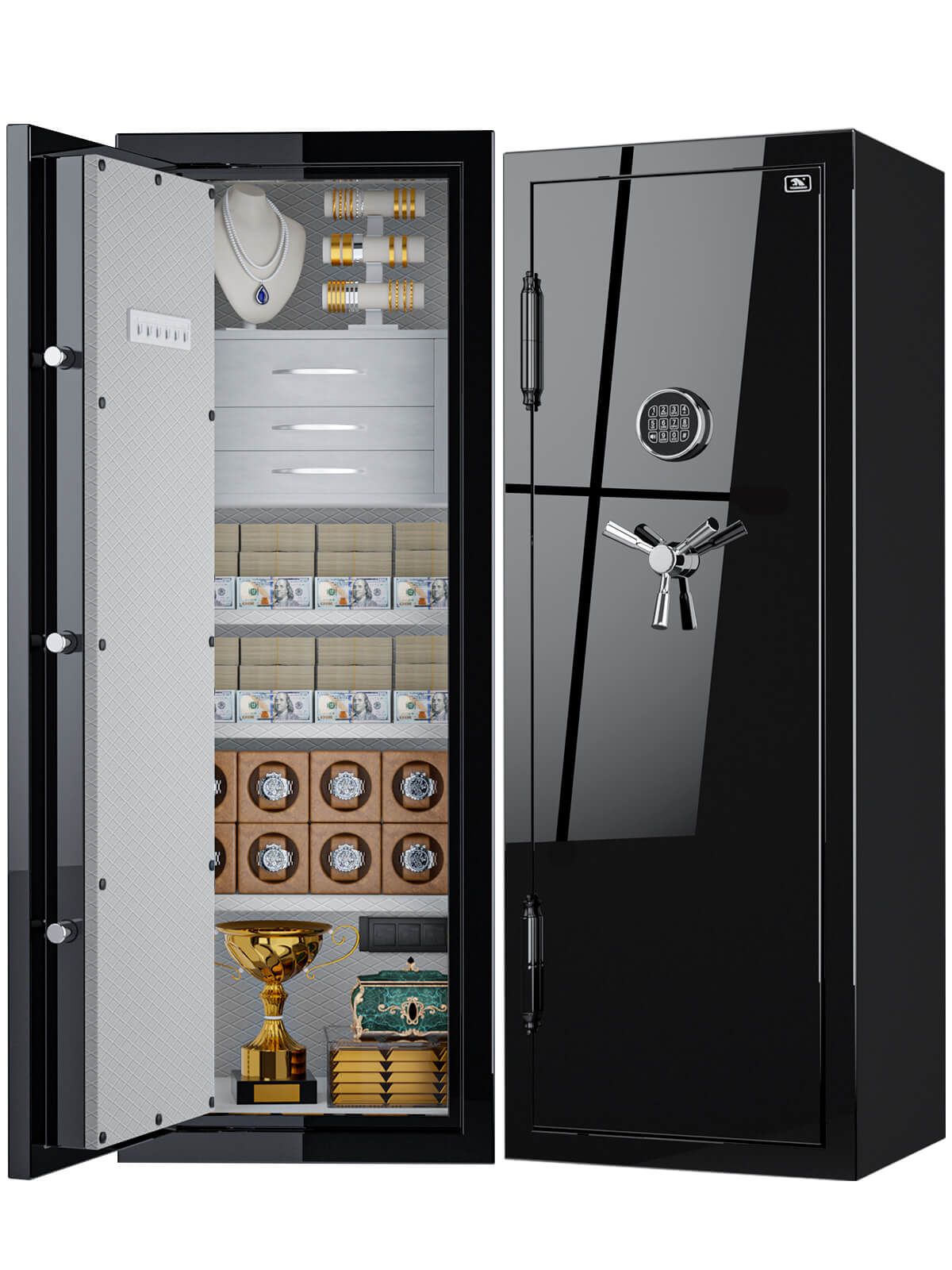 TigerKing Spark 5922 plus left-hinged 13.1 cu.ft fireproof jewelry safe with 3 drawers/black