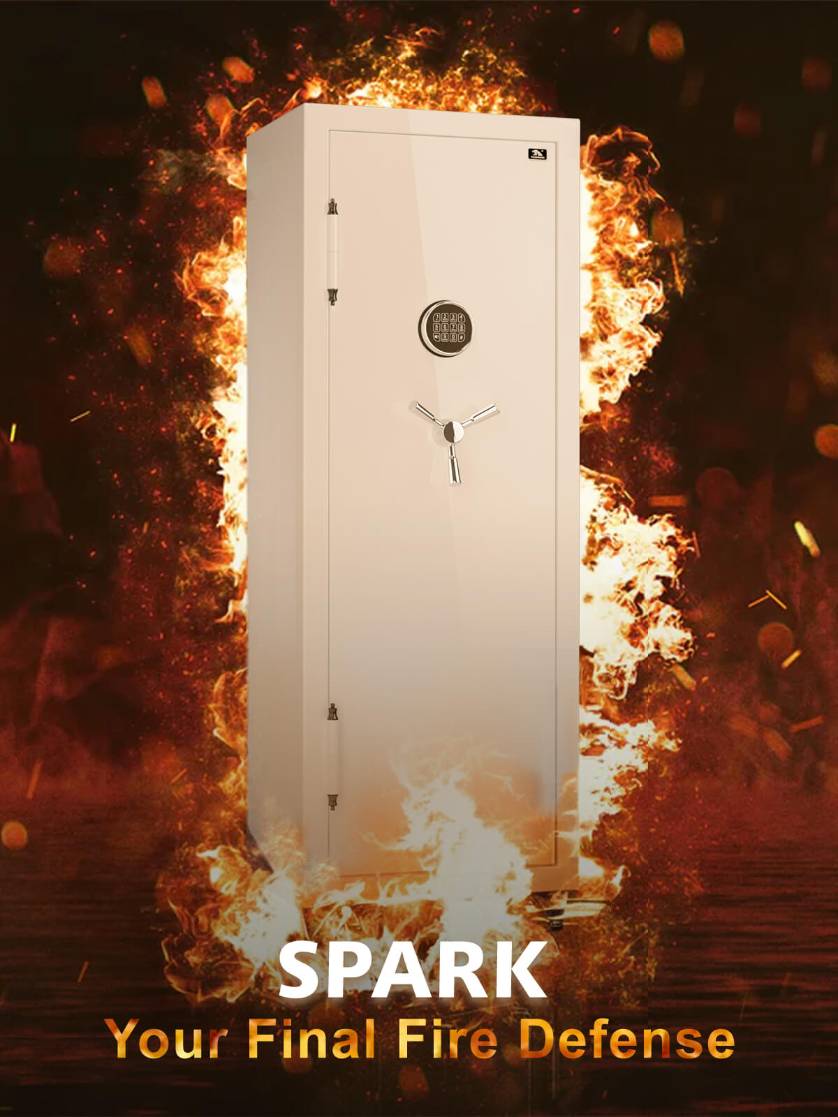 TigerKing Spark 5922 plus left-hinged 13.1 cu.ft fireproof jewelry safe with 3 drawers, white scene function