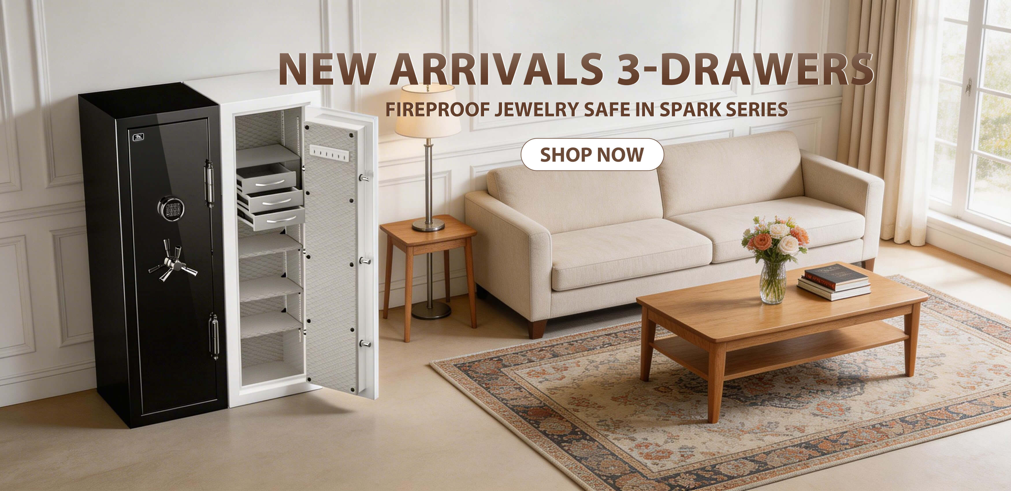 SPARK Series New Arrivals 3-Drawers Fireproof Jewelry Safe Banner