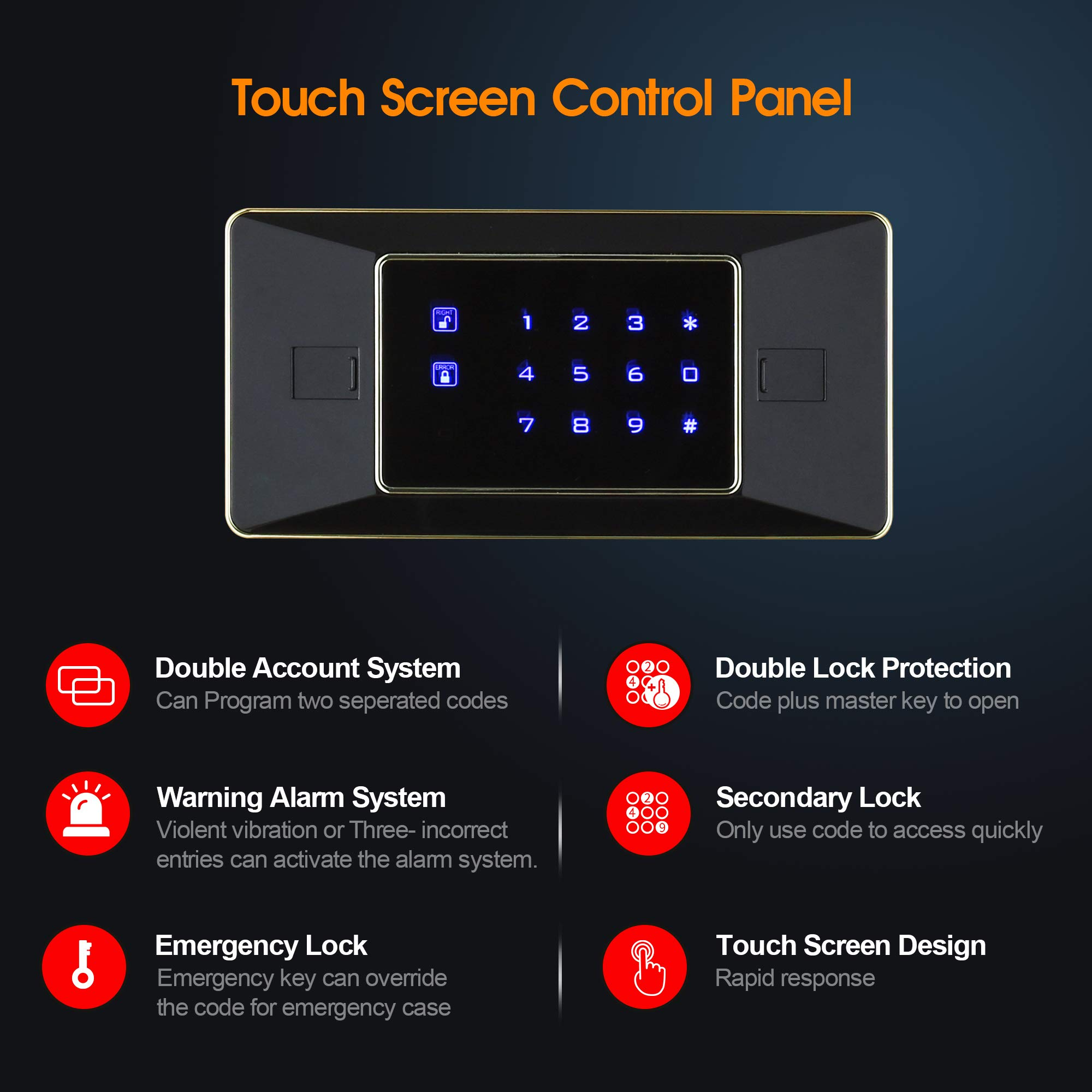 Touch Screen Home Safe 2.05 Cubic Feet White 58JJH - TIGERKING TIGERKING SAFETigerKing Safe Touch Screen Luxury Safe for Home safe box for documents 2.05 CU.ft White 58JJH
