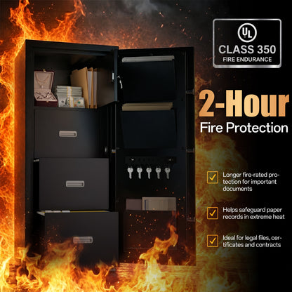 Large Document Safe 2-Hour Fireproof with 4-Drawer, 489 lb Safe - FF4D